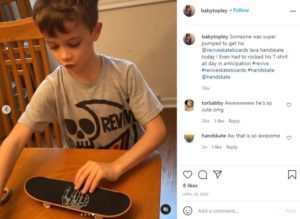 HandSkate.com hopes that commenting on social media posts with its products will encourage its customers to continue posting and talking about its products.